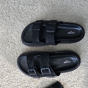 Celine Black Double Strap Sandals